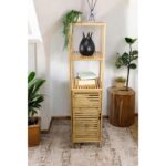 Digithome Bambu Tek Kapaklı 3 Raflı Çok Amaçlı Düzenleyici Organizer Dik Dolap JWBW-5049 - Görsel 2