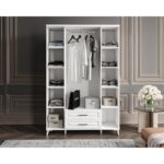 GuneyStore Ücretsiz Montaj - %100 MDF Sanat 4 Kapaklı Beyaz Gardırop - MDF Dolap - Elbise Dolabı - Görsel 4