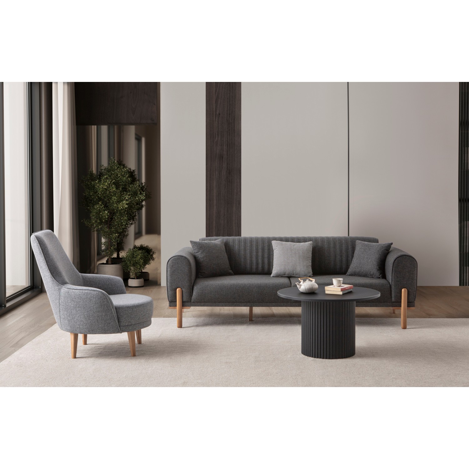 110000815391395.jpg Edsy Home Galata 3+1 Koltuk Takımı Antrasit - Görsel 1