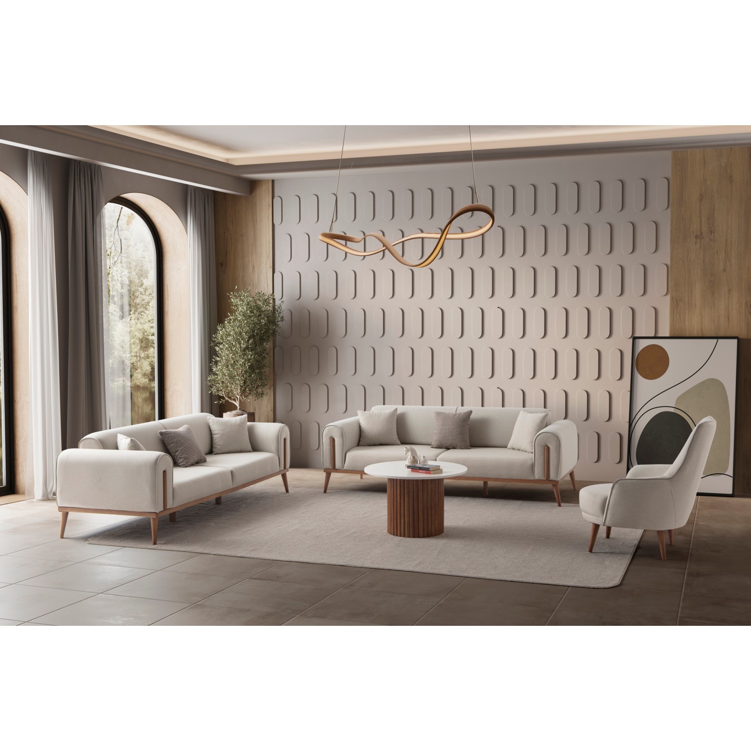 110000817753669.jpg Edsy Home Riva 3+3+1 Koltuk Takımı Krem - Görsel 1