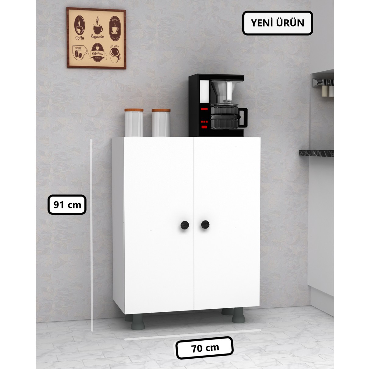 110000818520108.jpg Iki Kapaklı Çok Amaçlı Dolap Kiler Dolabı Mutfak Dolabı 70 cm - Görsel 1