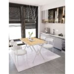 Dekoport Luna Masa Sandalye Takımı 80*120 Masa Teddy Sandalye Mutfak Masası 4 Sandalye (Bukle Kumaş)