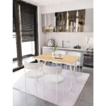 Dekoport Luna Masa Sandalye Takımı 80*120 Masa Teddy Sandalye Mutfak Masası 4 Sandalye (Bukle Kumaş) - Görsel 3