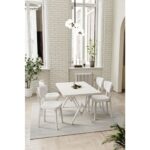 Dekoport Elma Teddy Kumaş Mutfak Masa Sandalye Takımı 80*125