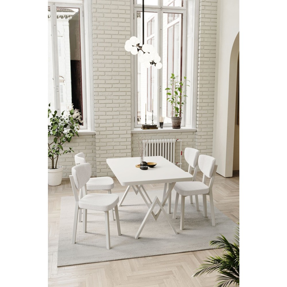 110000818660954.jpg Dekoport Elma Teddy Kumaş Mutfak Masa Sandalye Takımı 80*125 - Görsel 1