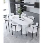 Dekoport Eylül Yemek Masası 6 Sandalye Teddy-Bukle Masa Sandalye Takımı 90-160 cm - Görsel 2