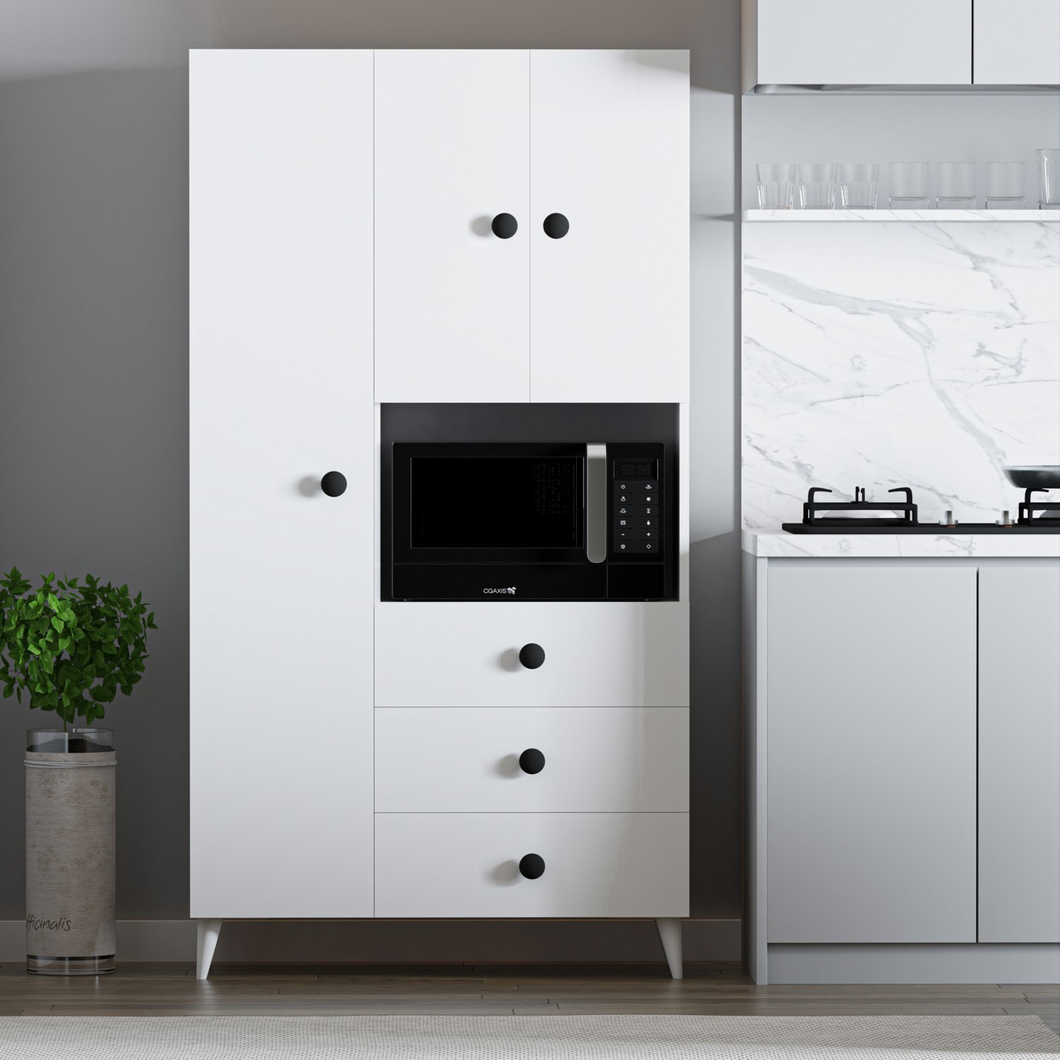 110000819593216.jpg İmbaş Çok Amaçlı Mutfak Mikrodalga Fırın Dolabı Beyaz - Görsel 1