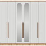 GuneyStore Ücretsiz Montaj - %100 MDF Rosa 6 Kapaklı Aynalı Atlantik Çam Beyaz Gardırop - MDF Dolap - Elbise Dolabı - Görsel 3