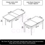 Canisa Concept Nef Serisi 70 x 114, Açılabilir Mdf Mutfak Masası, Yemek Masası - Görsel 3