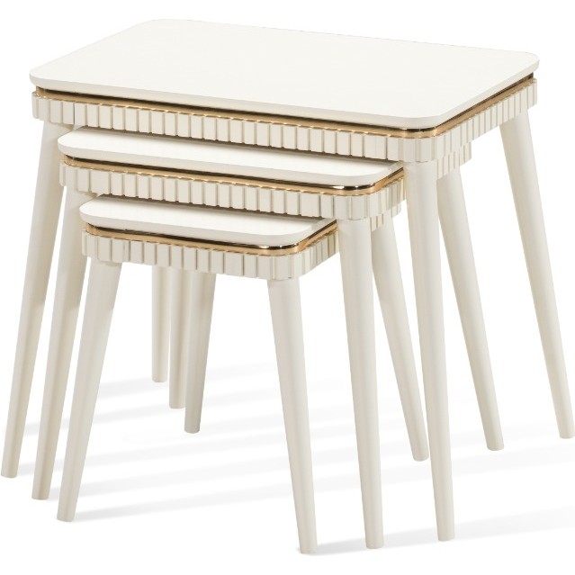 110000820768262.jpg Ant Home Lotus Zigon Sehpa 3'lü Lake Boyalı Ekru - Görsel 1