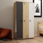 Cantek Dizayn ARYACT(C) 3 KAPAKLI GARDIROP ve ÇOK AMAÇLI DOLAP SAFİRMEŞE-ANTRASİT-BEYAZ - Görsel 2