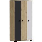 Cantek Dizayn ARYACT(C) 3 KAPAKLI GARDIROP ve ÇOK AMAÇLI DOLAP SAFİRMEŞE-ANTRASİT-BEYAZ - Görsel 4