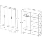 İmbaş Inci 4 Kapaklı 2 Çekmeceli Gardırop Beyaz %100 Mdf - Görsel 5