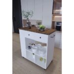 Moka Park AVM Raflı Çekmeceli Pratik Tekerlekli Fonksiyonlu Mutfak Adası