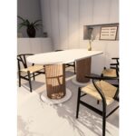 Moka Park AVM Oval Dekoratif Ahşap Ayaklı 6 Kişilik Yemek Masası Mutfak Masası