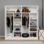 Midoser Lucas 4 Kapaklı 10 Raflı Elbise Dolabı - Gardırop Seti