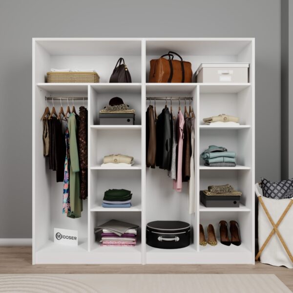 Midoser Lucas 4 Kapaklı 10 Raflı Elbise Dolabı - Gardırop Seti