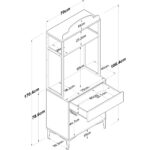 Rani JE157 Işıklı Kahve Köşesi Membran Kapaklı Çekmeceli Çok Amaçlı Mutfak Dolabı Sepet Ceviz - Beyaz - Görsel 2