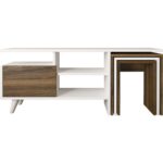 Ucuz Al Serenat Zigonlu Tv Sehpası - Beyaz / Atlantik Çam - Görsel 3