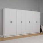 Kardelen Serisi 300  cm  Mat Beyaz 8 Kapılı 14 Raflı Elbise Dolabı - Gardırop Seti - Görsel 2