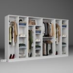 Kardelen Serisi 300  cm  Mat Beyaz 8 Kapılı 14 Raflı Elbise Dolabı - Gardırop Seti - Görsel 3