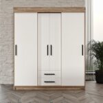 Afilli Ildır Sürgülü 2 Çekmeceli Kapaklı Dolap Flora Beyaz Tamamı Mdf