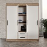 Afilli Ildır Sürgülü 2 Çekmeceli Kapaklı Dolap Flora Beyaz Tamamı Mdf - Görsel 3