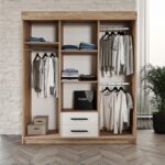 Afilli Ildır Sürgülü 2 Çekmeceli Kapaklı Dolap Flora Beyaz Tamamı Mdf - Görsel 4