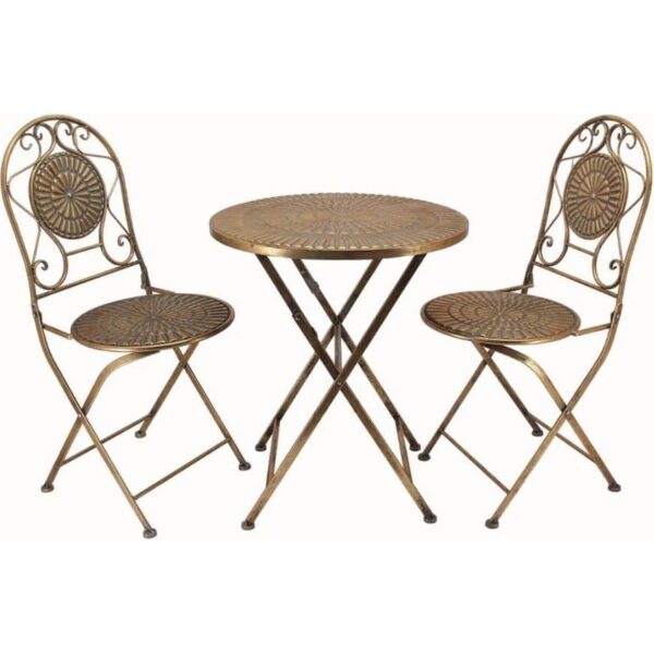 Panalı MG41 Ferforje Metal Masa Sandalye Seti Gold