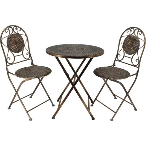 Panalı MG43 Ferforje Metal Masa Sandalye Seti Brown