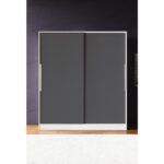 Aeka AE-4001 Zambak Sürgülü Dolap Çok Raflı Çekmeceli Askılı Beyaz Kasalı (Gri-Gri Kapaklı) Gardırop - Görsel 4