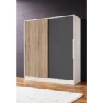 Aeka AE-4001 Zambak Sürgülü Dolap Çok Raflı Çekmeceli Askılı Beyaz Kasalı (Sonomo-Gri Kapaklı) Gardırop