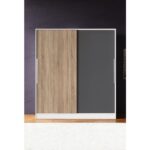 Aeka AE-4001 Zambak Sürgülü Dolap Çok Raflı Çekmeceli Askılı Beyaz Kasalı (Sonomo-Gri Kapaklı) Gardırop - Görsel 4