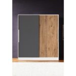 Aeka AE-4001 Zambak Sürgülü Dolap Çok Raflı Çekmeceli Askılı Beyaz Kasalı (Gri-Çam Kapaklı)  Gardırop - Görsel 4