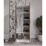 %100 Mdf 2 Kapaklı 2 Çekmeceli 7 Raflı ve 1 Askı Borulu Elbise Dolabı Cabinse Soft Beyaz Meşe - Görsel 2