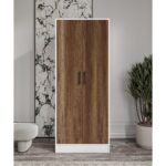 %100 Mdf 2 Kapaklı 2 Çekmeceli 7 Raflı ve 1 Askı Borulu Elbise Dolabı Cabinse Soft Beyaz Meşe - Görsel 3