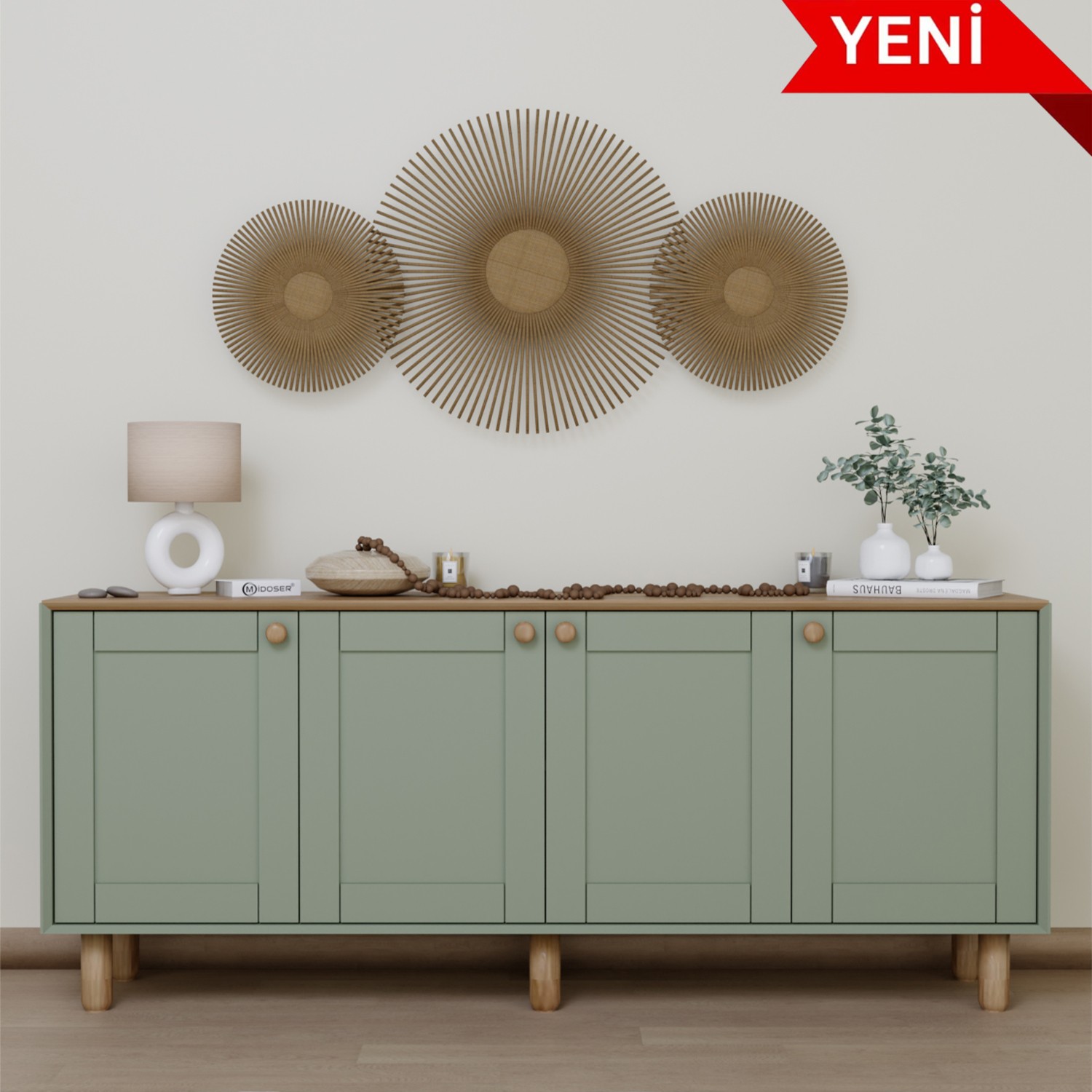 110000853482261.jpg Midoser Bohem Serisi Natura Konsol - Yeşil - Görsel 1