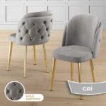 Canisa Zae Serisi 90 x 168 Lak Panel Beyaz Mermer Desen Gold Ayak Masa Takımı 6 Gri Sandalye - Görsel 3