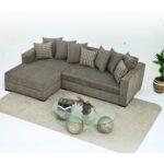 Velura Home & Living Yumi Yataklı Köşe Takımı & Puflu Köşe Koltuk Takımı - Antrasit Şönil Kumaş (Sağ Köşe) - Görsel 3