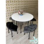 Yirmi15 Beyaz Yuvarlak Masalı Bench Takımı Bench & Puf Takımı Beyaz  Masa Füme-Siyah Bench - Görsel 2