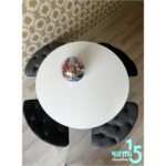 Yirmi15 Beyaz Yuvarlak Masalı Bench Takımı Bench & Puf Takımı Beyaz  Masa Füme-Siyah Bench - Görsel 4