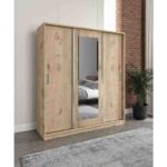 Merlin Mobilya Luna Lefkas 3 Kapaklı 2 Çekmeceli Aynalı Sürgülü Dolap - Görsel 2