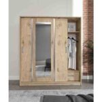 Merlin Mobilya Luna Lefkas 3 Kapaklı 2 Çekmeceli Aynalı Sürgülü Dolap - Görsel 3