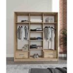 Merlin Mobilya Luna Lefkas 3 Kapaklı 2 Çekmeceli Aynalı Sürgülü Dolap - Görsel 4