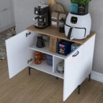 Rani JE190 Kahve Köşesi Çok Amaçlı Dolap 2 Kapaklı Kiler Mutfak Dolabı Beyaz - Sepet Ceviz - Görsel 5