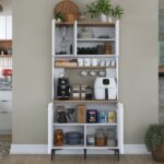 Rani JE192 Çok Amaçlı Dolap 5 Kapaklı Kiler Mutfak Dolabı Beyaz - Sepet Ceviz - Görsel 4