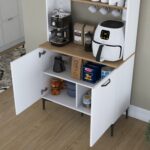 Rani JE192 Çok Amaçlı Dolap 5 Kapaklı Kiler Mutfak Dolabı Beyaz - Sepet Ceviz - Görsel 5