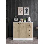 Cabinse Neva  Mdf 2 Kapaklı 3 Çekmeceli Çok Amaçlı Dolap Banyo, Oyuncak Dolabı, Mutfak, Kahve Köşesi ,çocuk Elbise Dolabı