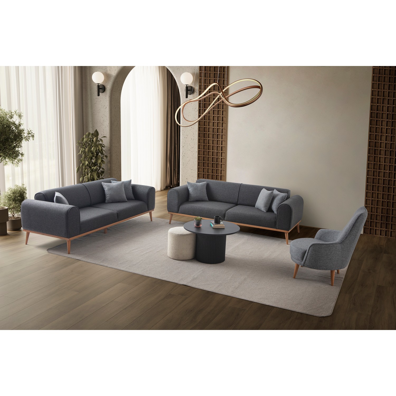 110000908163807.jpg Rebul 3+3+1 Koltuk Takımı Antrasit - Görsel 1