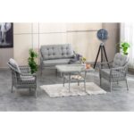Btk Concept Milas 2'li Bahçe ve Balkon Takımı Açık Gri 2+1+1 Masalı